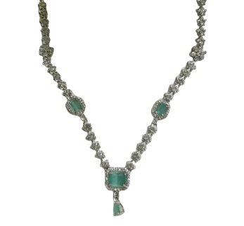 Green Cubic Drop Necklace Set