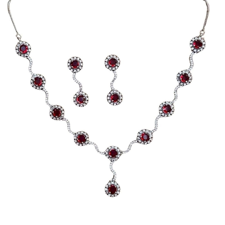 Pink Teardrop Necklace Set