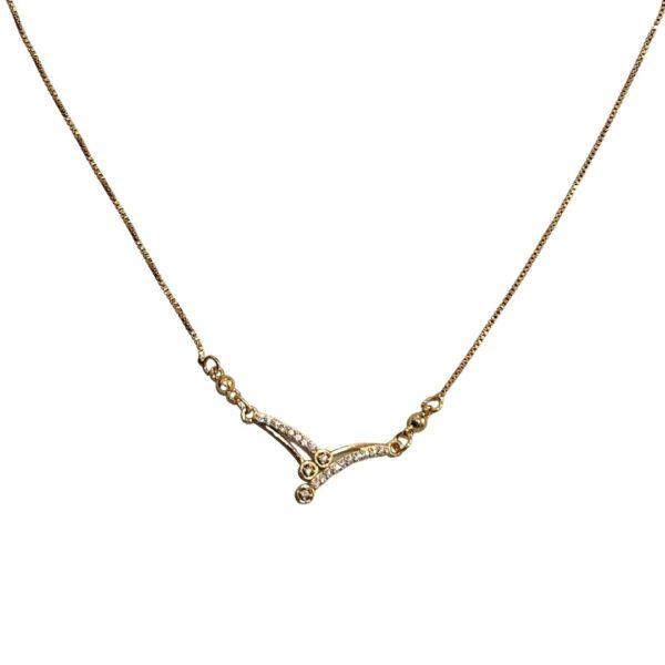 V shape gold plated with stone and chain Pendant