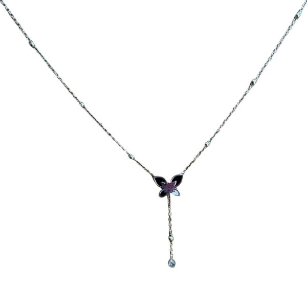 Butterfly Drop Pendant with Silver Chain