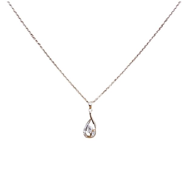 Teardrop Stone Pendant with Silver Chain