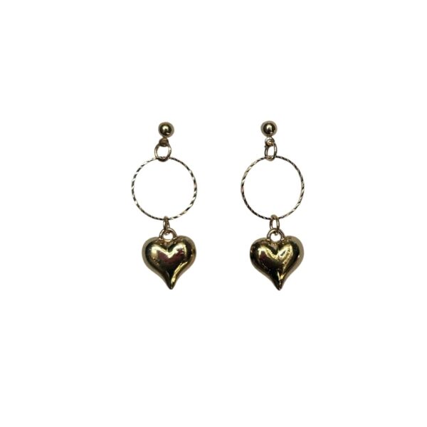 Gold Hoop Earrings with Four Pointed Heart Drop